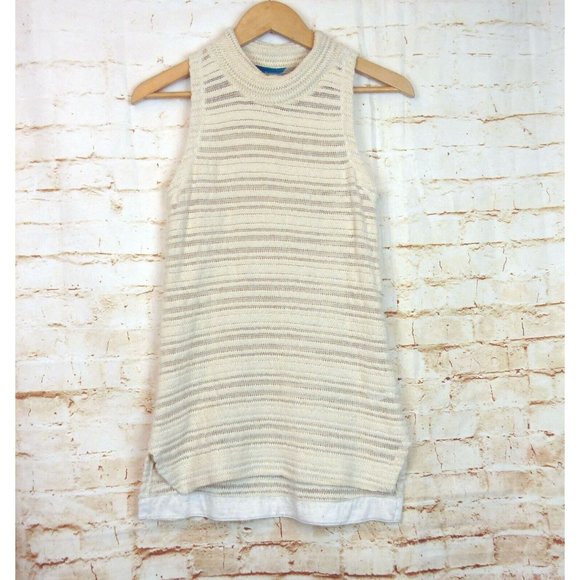 Dolan Anthropologie Piedra Cream Knit Tunic Sleeveless Sweater Tank Linen Sz XS - Picture 2 of 12